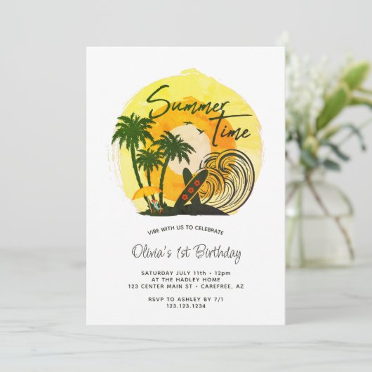 Invitation Heure d'été Vibes 1er anniversaire (Debout devant)