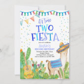 Invitation Heure Deux Fiesta Boy 2e anniversaire Cactus Invit (Devant)