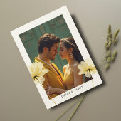 Invitation Heure d'or Gravure superposition photo et Mariage 