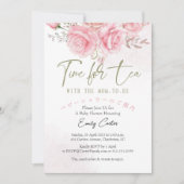 Invitation Heure du Baby shower de thé Dusty Rose Floral (Devant)