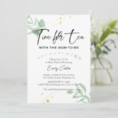 Invitation Heure du Baby shower de thé Eucalyptus Vert simple (Debout devant)