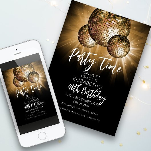 Invitation Heure du bal de parties scintillant