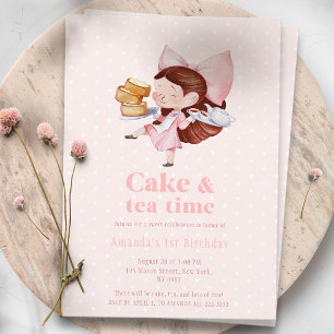 Invitation Heure du gâteau et du thé - Sweet 1er anniversaire