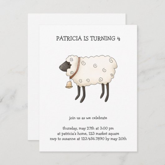 Invitation Heure du printemps ・ Moutons (Devant / Derrière)