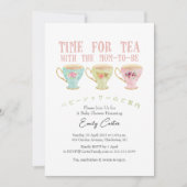 Invitation Heure du Tea Baby shower Teacup Pastel Whimsical (Devant)