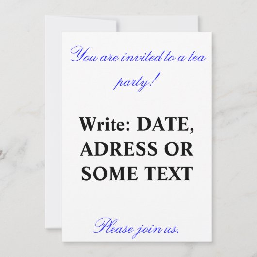 Invitation Heure du thé (Dos)