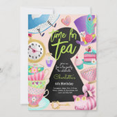 Invitation Heure du thé, anniversaire du thé (Devant)