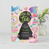 Invitation Heure du thé, anniversaire du thé (Debout devant)