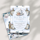 Invitation Heure du thé Brunch Fête des mariées florale bleu