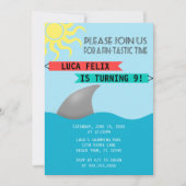Invitation Heure Fin Tastique Requin Thème Anniversaire (Devant)