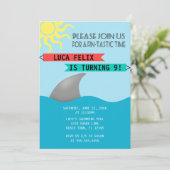 Invitation Heure Fin Tastique Requin Thème Anniversaire (Debout devant)