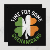 Invitation Heure pour certains Shenanigans Clover St Patrick' (Devant / Derrière)