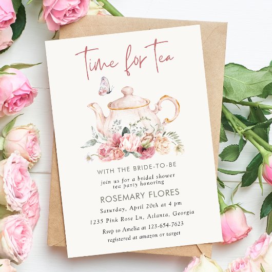 Invitation Heure Pour La Fête des mariées De Thé Boho Teapot