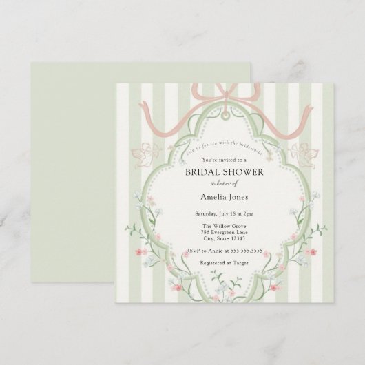 Invitation Heure pour le Fleur sauvage de la Fête des mariées (Devant / Derrière)