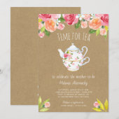 Invitation Heure pour l'invitation au baby shower de thé (Devant / Derrière)
