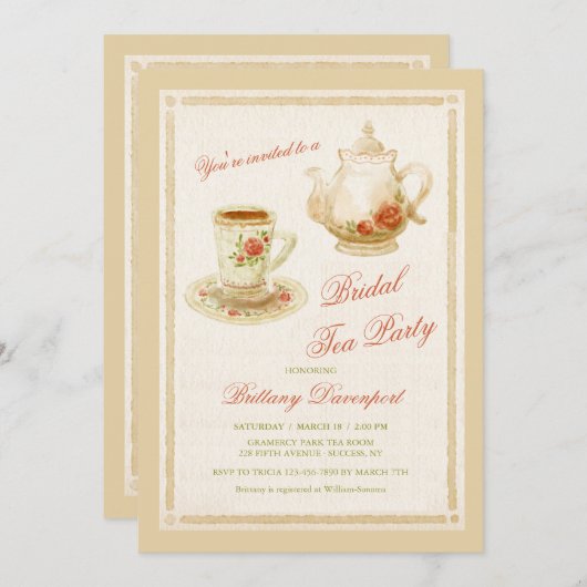 Invitation Heure pour l'invitation de thé (Devant / Derrière)