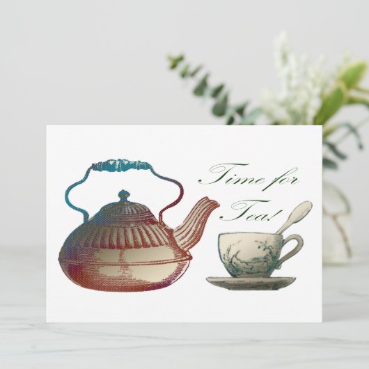 Invitation Heure pour l'invitation de thé (Debout devant)