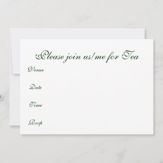 Invitation Heure pour l'invitation de thé (Dos)