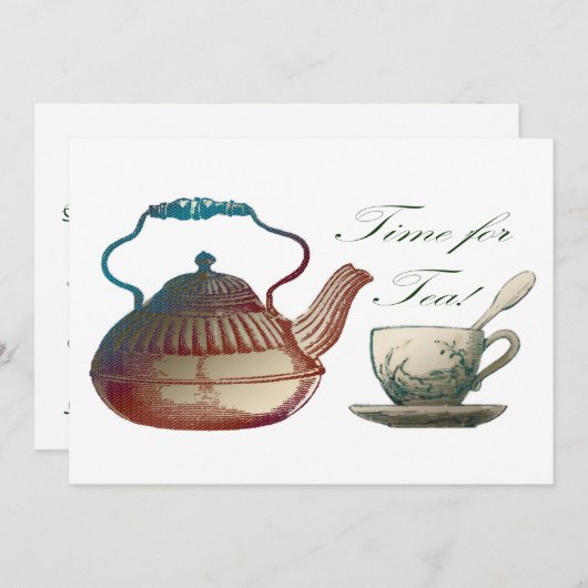 Invitation Heure pour l'invitation de thé (Devant / Derrière)