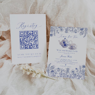 Invitation Heure pour Tea Toile Code QR Registre Baby shower