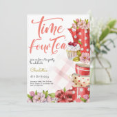 Invitation Heure quatre thé, quatrième anniversaire pour les (Debout devant)