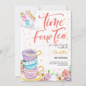 Invitation Heure quatre théière, quatrième anniversaire de th (Devant)