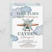 Invitation Heure Vol Avion Premier anniversaire (Devant / Derrière)