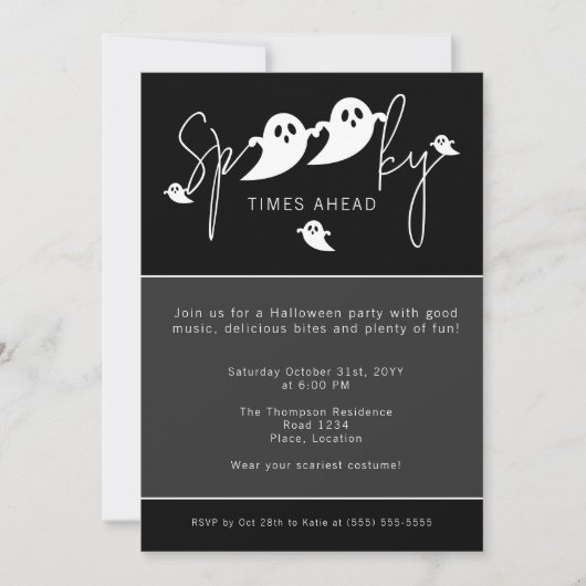 Invitation Heures éffrayantes à l'avance Ghosts Halloween (Devant)