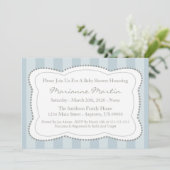 Invitation heureuse de baby shower de rayures (Debout devant)