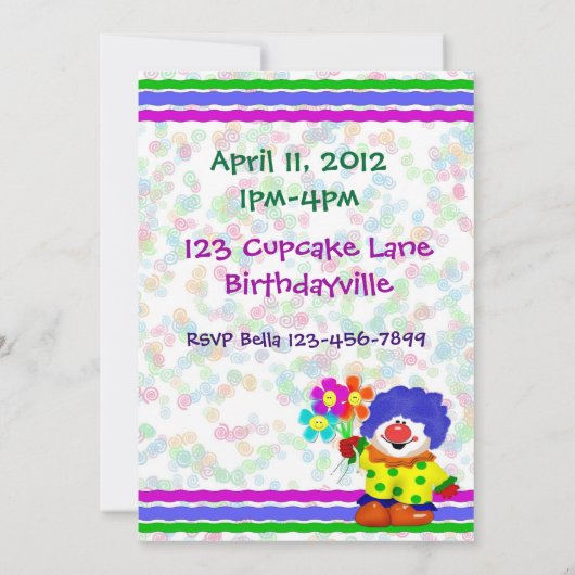 Invitation heureuse de clown (Dos)