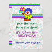 Invitation heureuse de clown (Devant / Derrière)