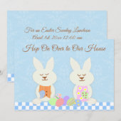 Invitation heureuse de déjeuner de lapins de (Devant / Derrière)