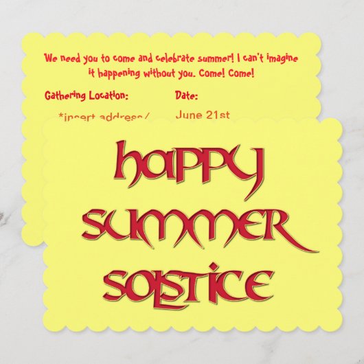 Invitation heureuse de solstice d'été pour des (Devant / Derrière)