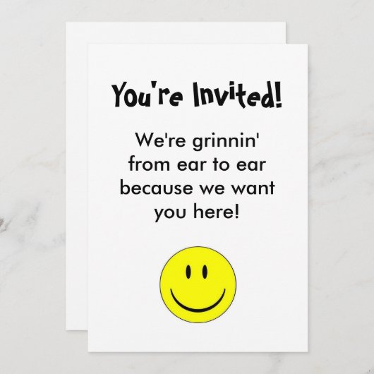 Invitation heureuse de visage (Devant / Derrière)