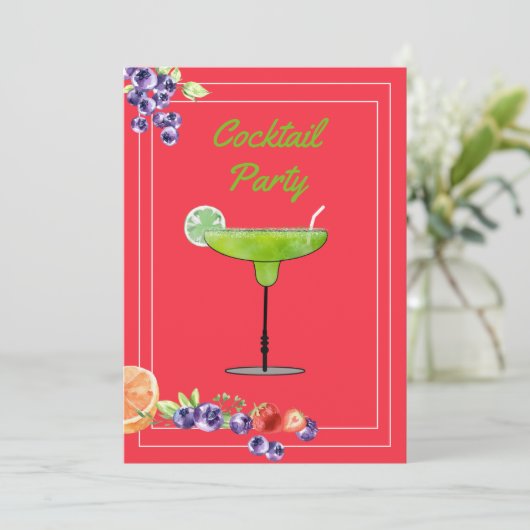 Invitation Heureuse Heure de Cocktail Margarita avec des Frui (Debout devant)