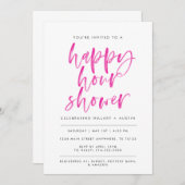 INVITATION HEUREUSE HEURE FÊTE DES MARIÉES - ROSE (Devant / Derrière)