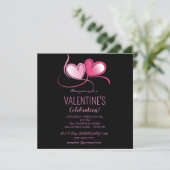 Invitation Heureuse Sainte-Valentin, coeur rose doux, Invitat (Debout devant)