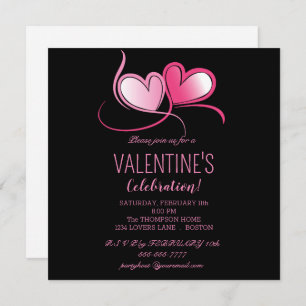 Invitation Heureuse Sainte-Valentin, coeur rose doux, Invitat