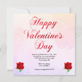 Invitation Heureuse Sainte-Valentin Pastel Red Roses Party SQ (Devant)