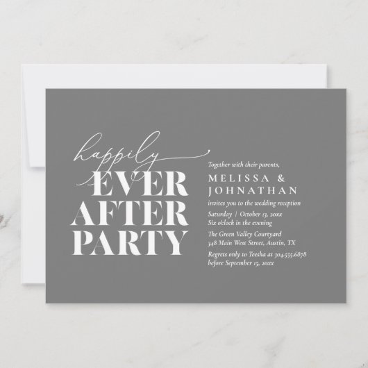 Invitation Heureusement Après La Fête, Réception De Mariage M (Devant)