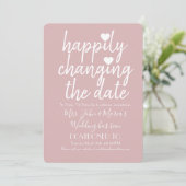 Invitation Heureusement de changer le Mariage de date rose pâ (Debout devant)