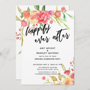 Invitation Heureusement Jamais Après Boho Fleurs Réception De