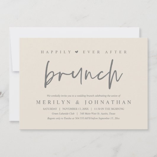 Invitation Heureusement Jamais Après Brunch Soirée de Mariage (Devant)