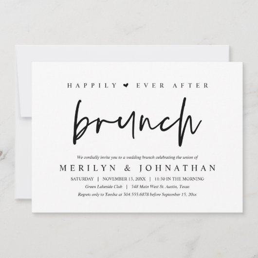 Invitation Heureusement Jamais Après Brunch Soirée de Mariage (Devant)
