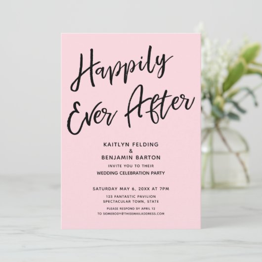 Invitation Heureusement Jamais Après Décontracté Mariage Fête (Debout devant)