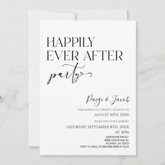 Invitation Heureusement Jamais Après La Fête Réception De Mar (Devant)