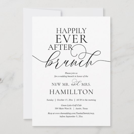 Invitation Heureusement Jamais après la mariage de poste Brun (Devant)