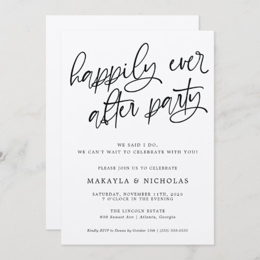 Invitation Heureusement Jamais Après La Réception De Mariage (Devant / Derrière)