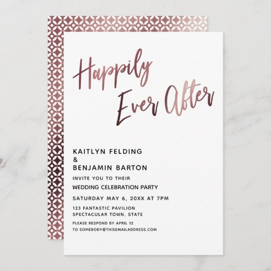 Invitation Heureusement Jamais Après La Réception De Mariage  (Devant / Derrière)