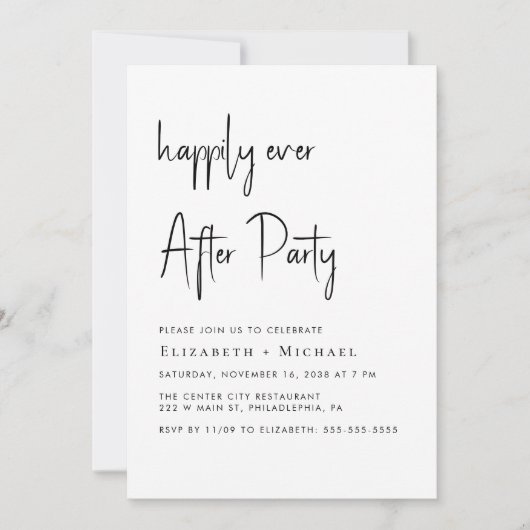 Invitation Heureusement Jamais Après La Réception De Mariage  (Devant)